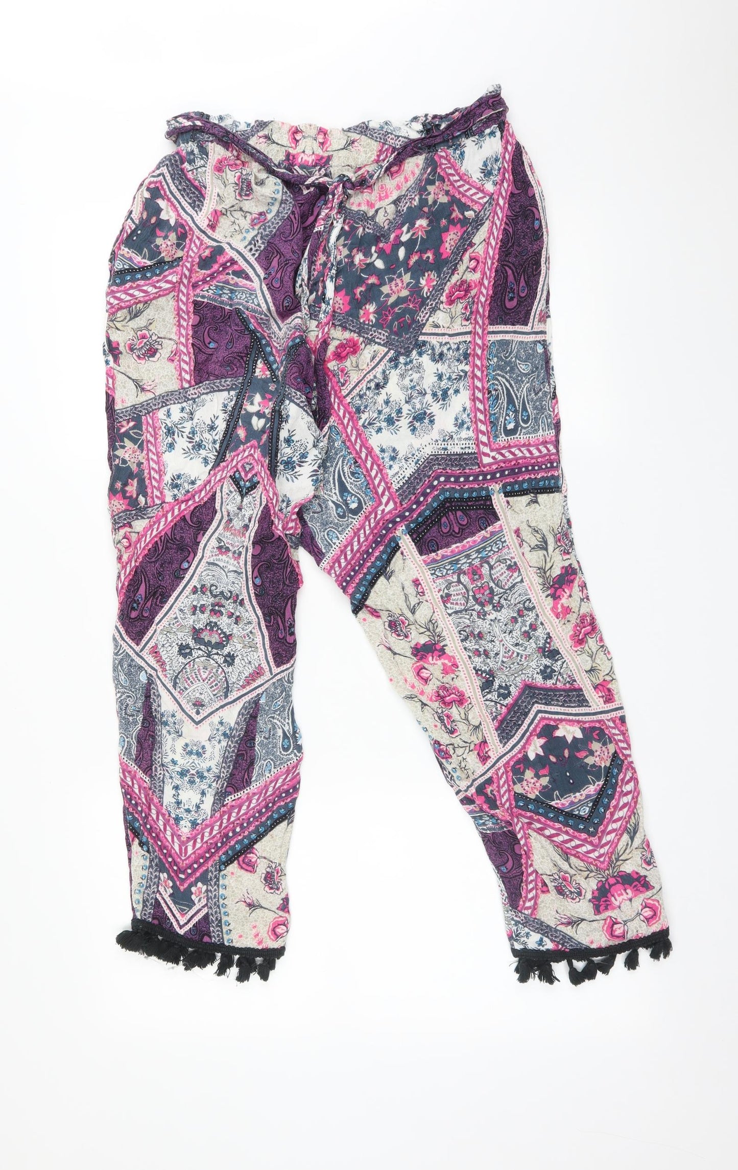 River Island Womens Multicoloured Geometric  Trousers  Size 14 L23 in