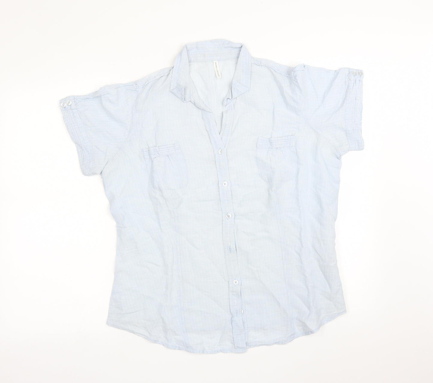 M&S Womens Blue Striped  Basic Blouse Size 18