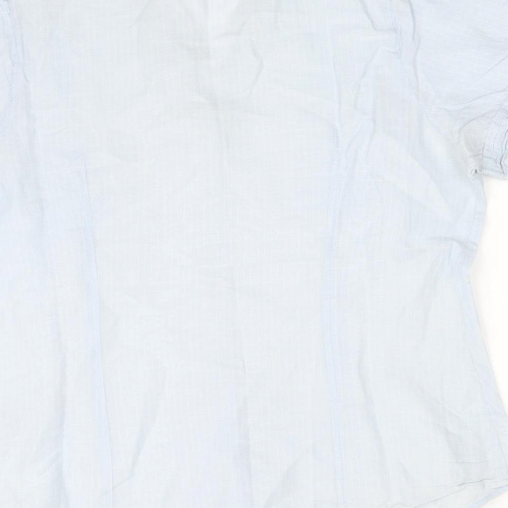 M&S Womens Blue Striped  Basic Blouse Size 18