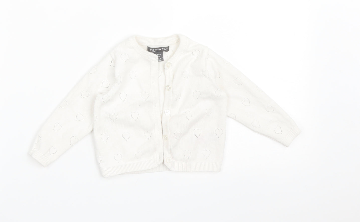Primark  White   Cardigan Jumper Size 6-9 Months  - HEARTS