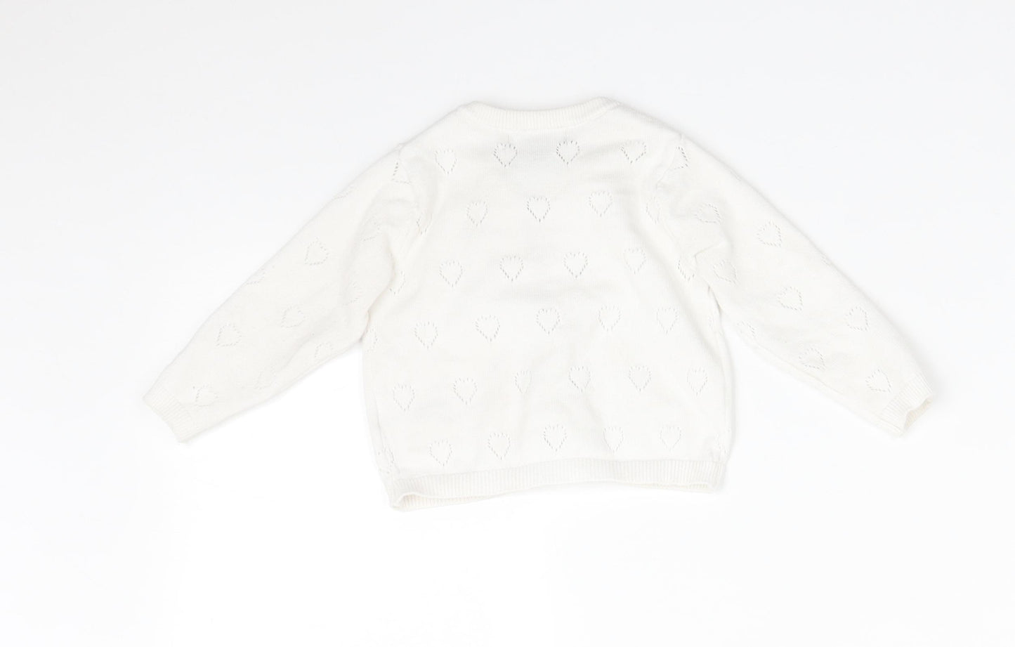 Primark  White   Cardigan Jumper Size 6-9 Months  - HEARTS