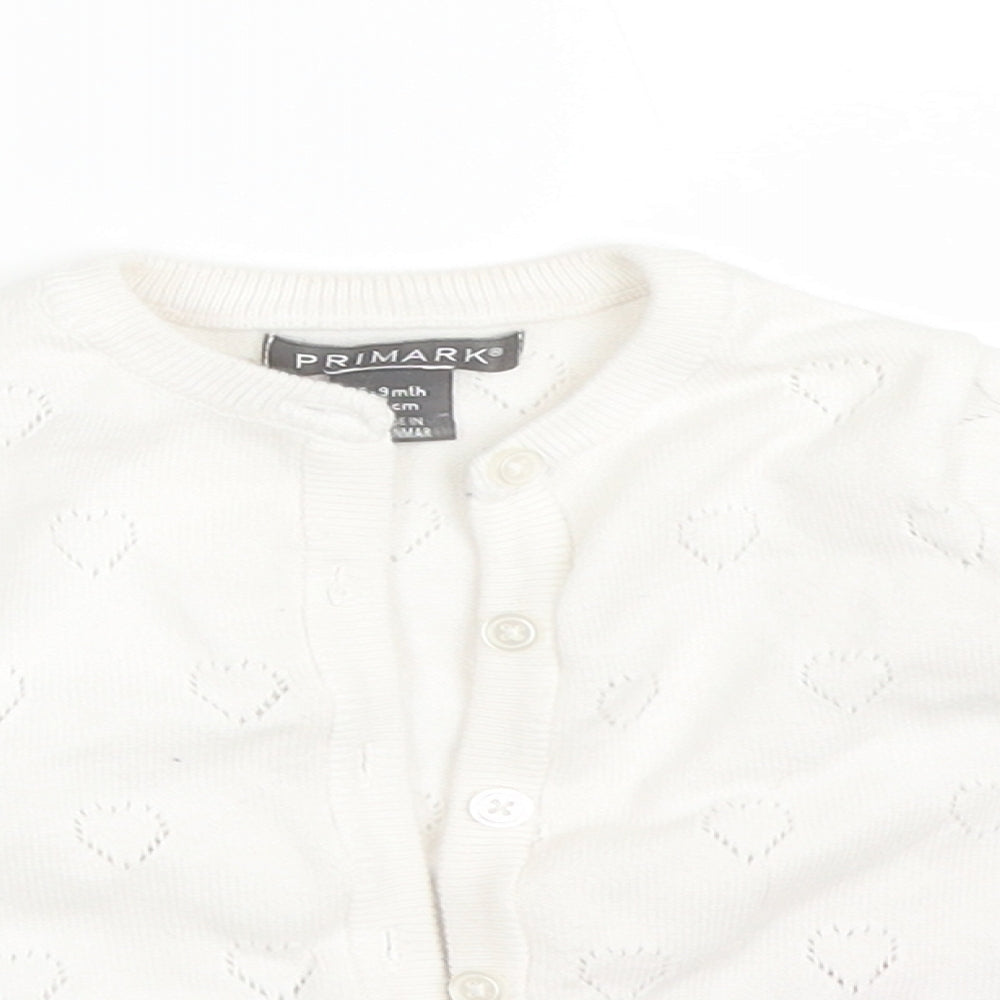 Primark  White   Cardigan Jumper Size 6-9 Months  - HEARTS