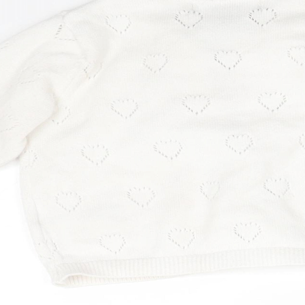 Primark  White   Cardigan Jumper Size 6-9 Months  - HEARTS