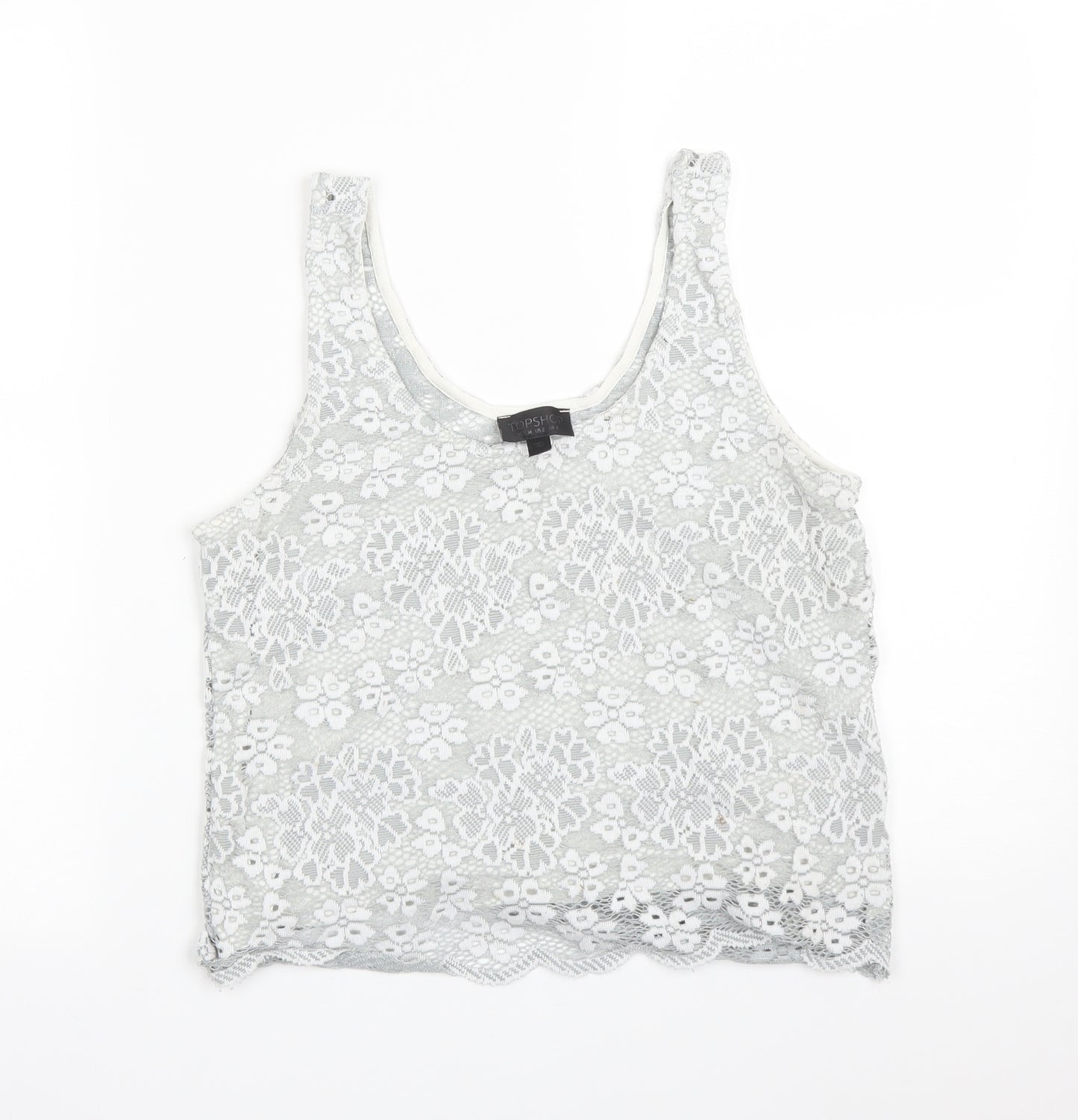 Topshop Womens Grey Floral  Basic T-Shirt Size 6