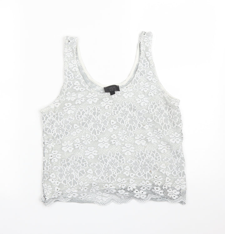 Topshop Womens Grey Floral  Basic T-Shirt Size 6
