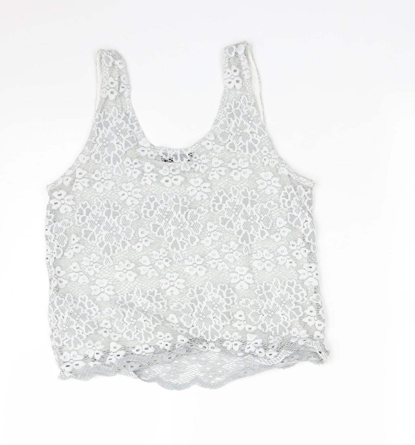 Topshop Womens Grey Floral  Basic T-Shirt Size 6