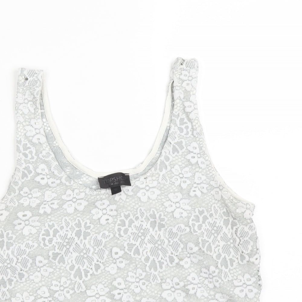 Topshop Womens Grey Floral  Basic T-Shirt Size 6