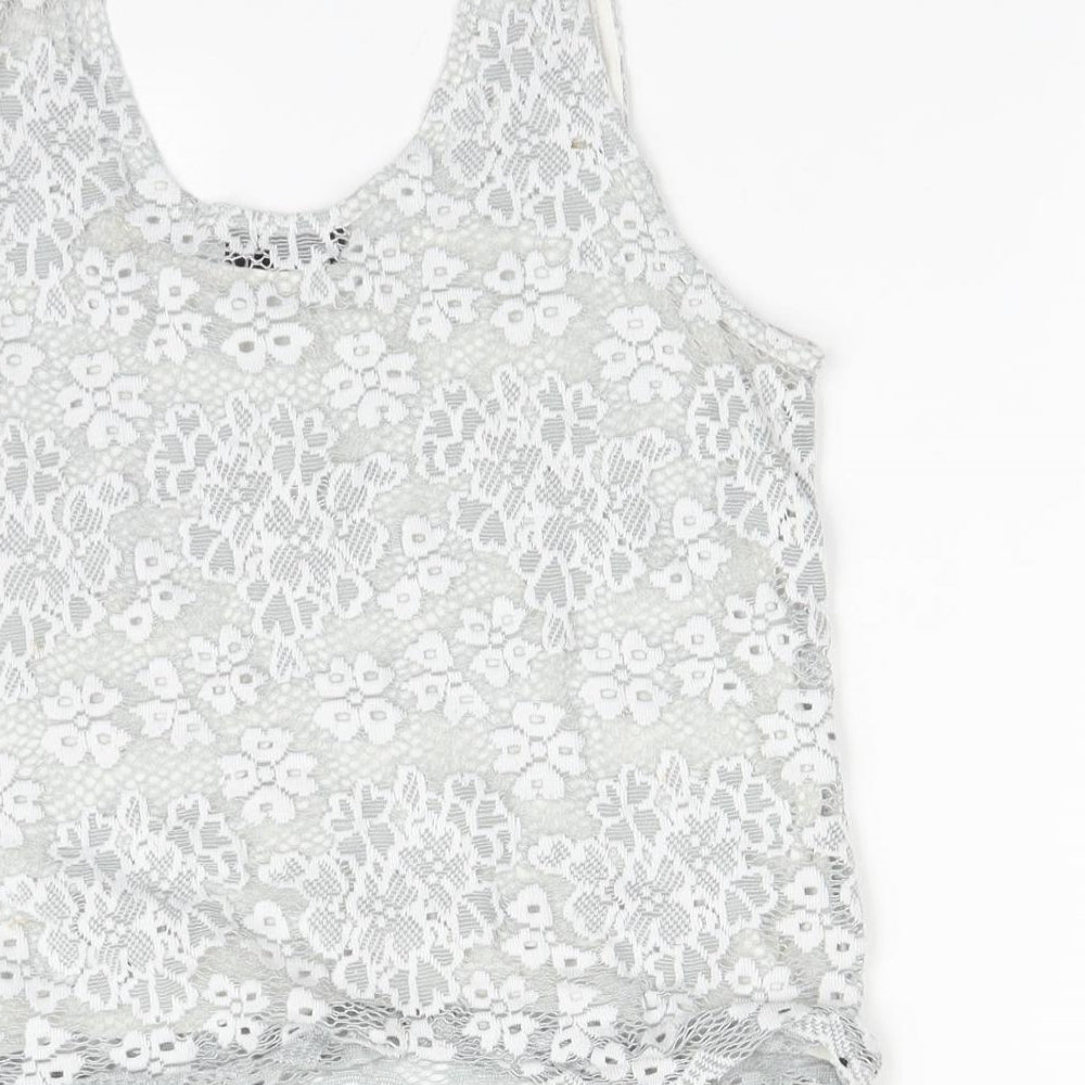 Topshop Womens Grey Floral  Basic T-Shirt Size 6