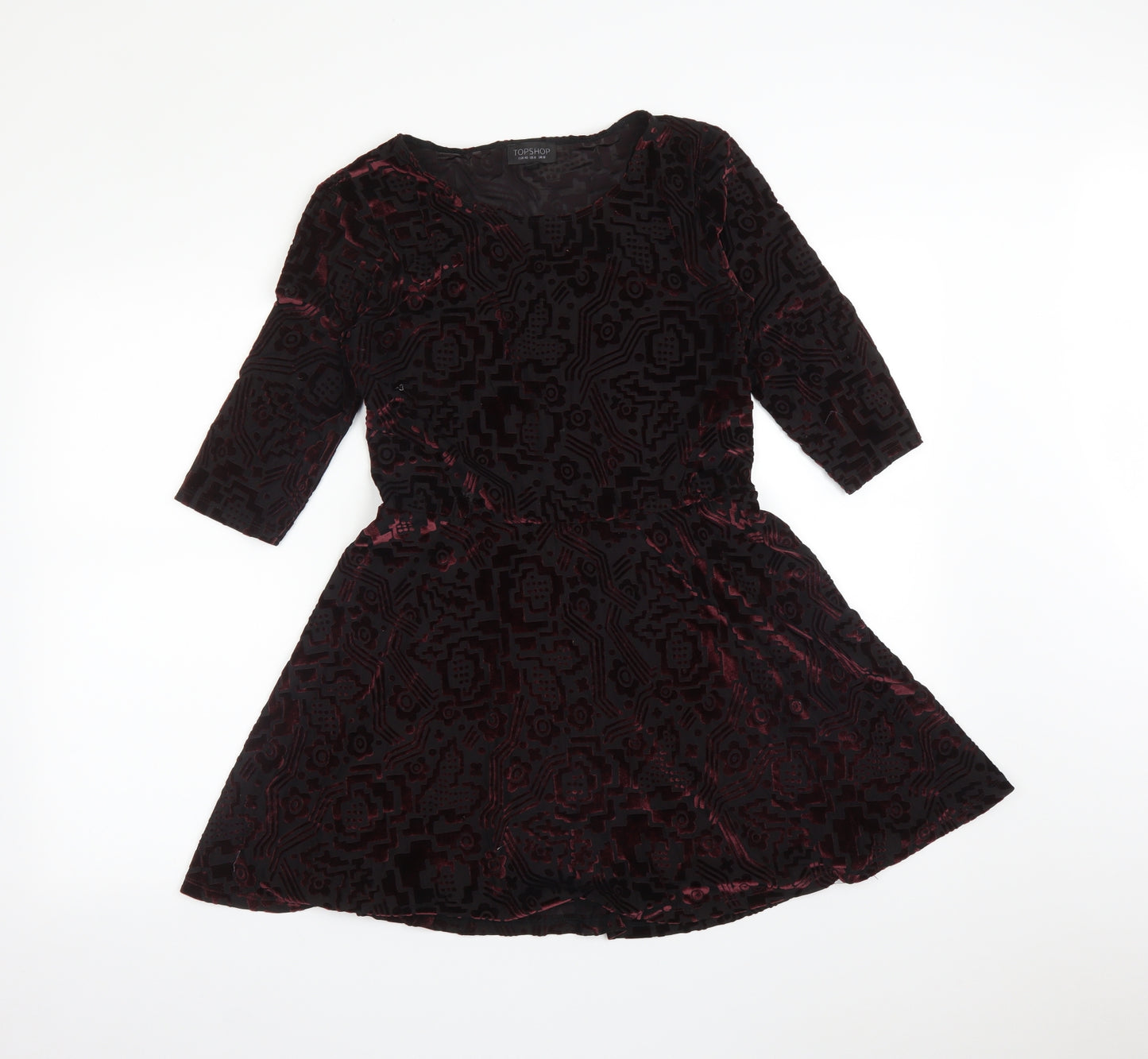 Topshop Womens Multicoloured Geometric  Skater Dress  Size 12