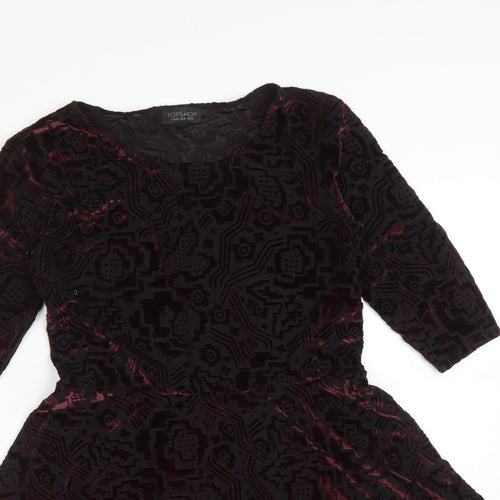 Topshop Womens Multicoloured Geometric  Skater Dress  Size 12
