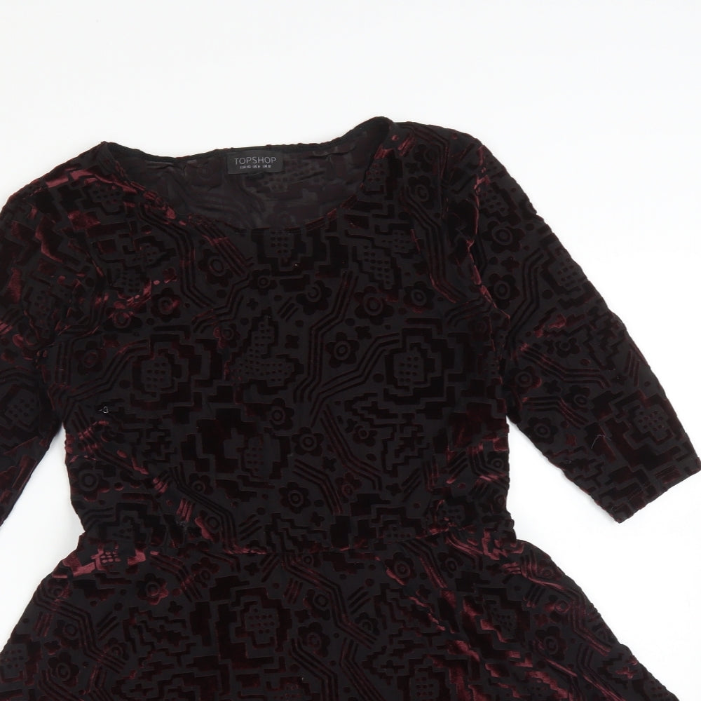 Topshop Womens Multicoloured Geometric  Skater Dress  Size 12