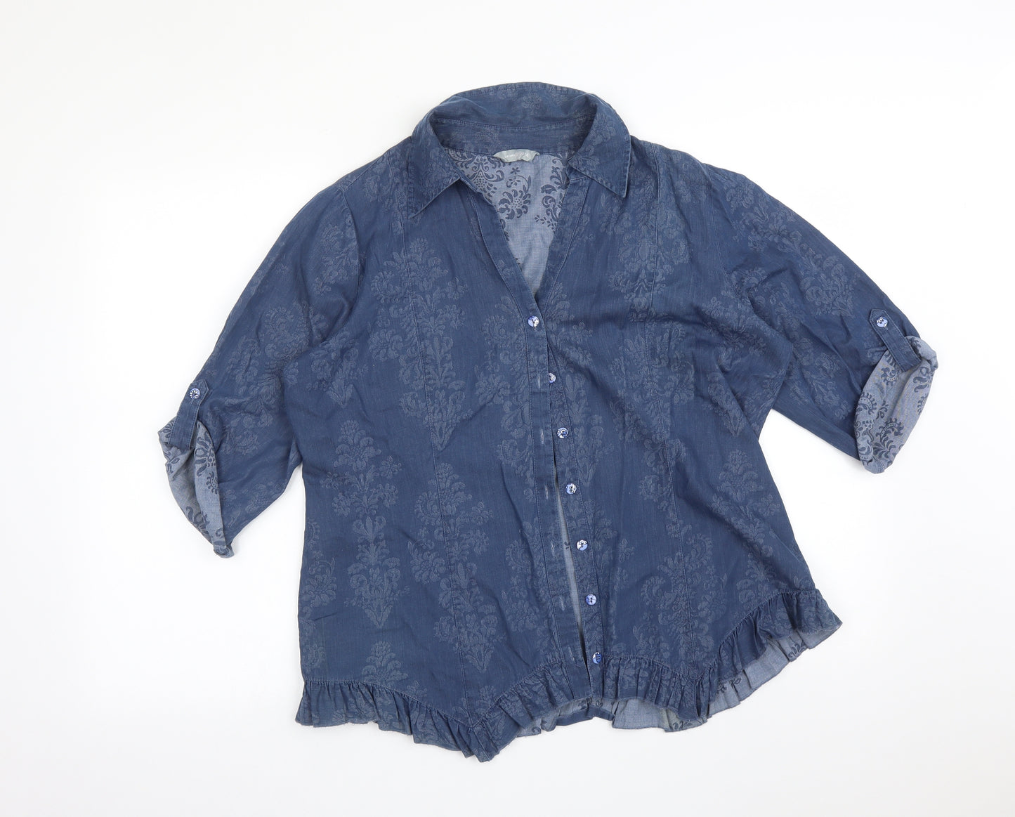 Per Una Womens Blue Paisley  Basic Blouse Size 16
