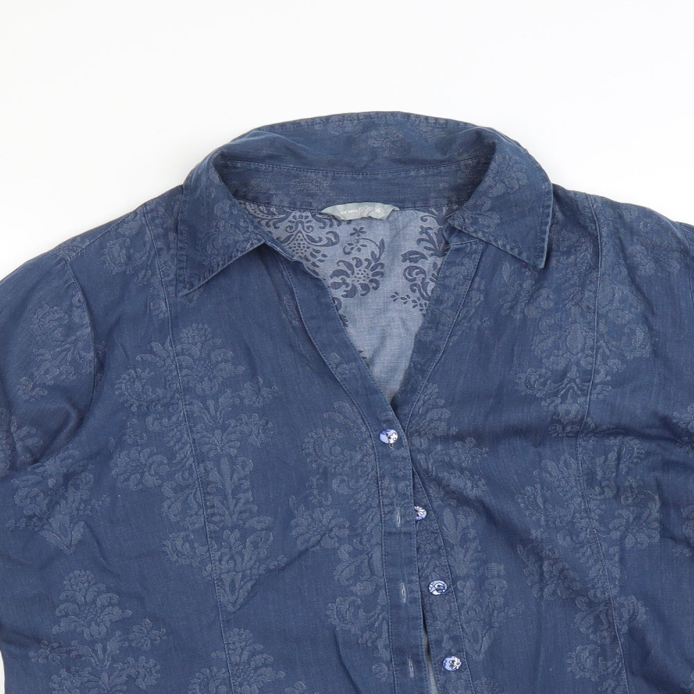 Per Una Womens Blue Paisley  Basic Blouse Size 16