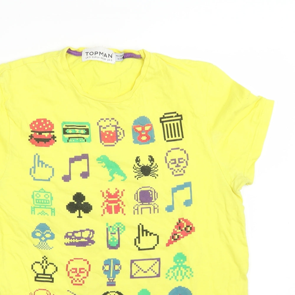 Topman Mens Yellow    T-Shirt Size S