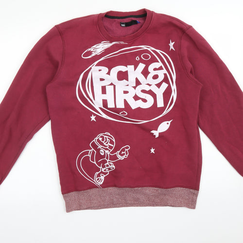 BCK&HRSY Mens Red   Pullover Sweatshirt Size M  - SPACE
