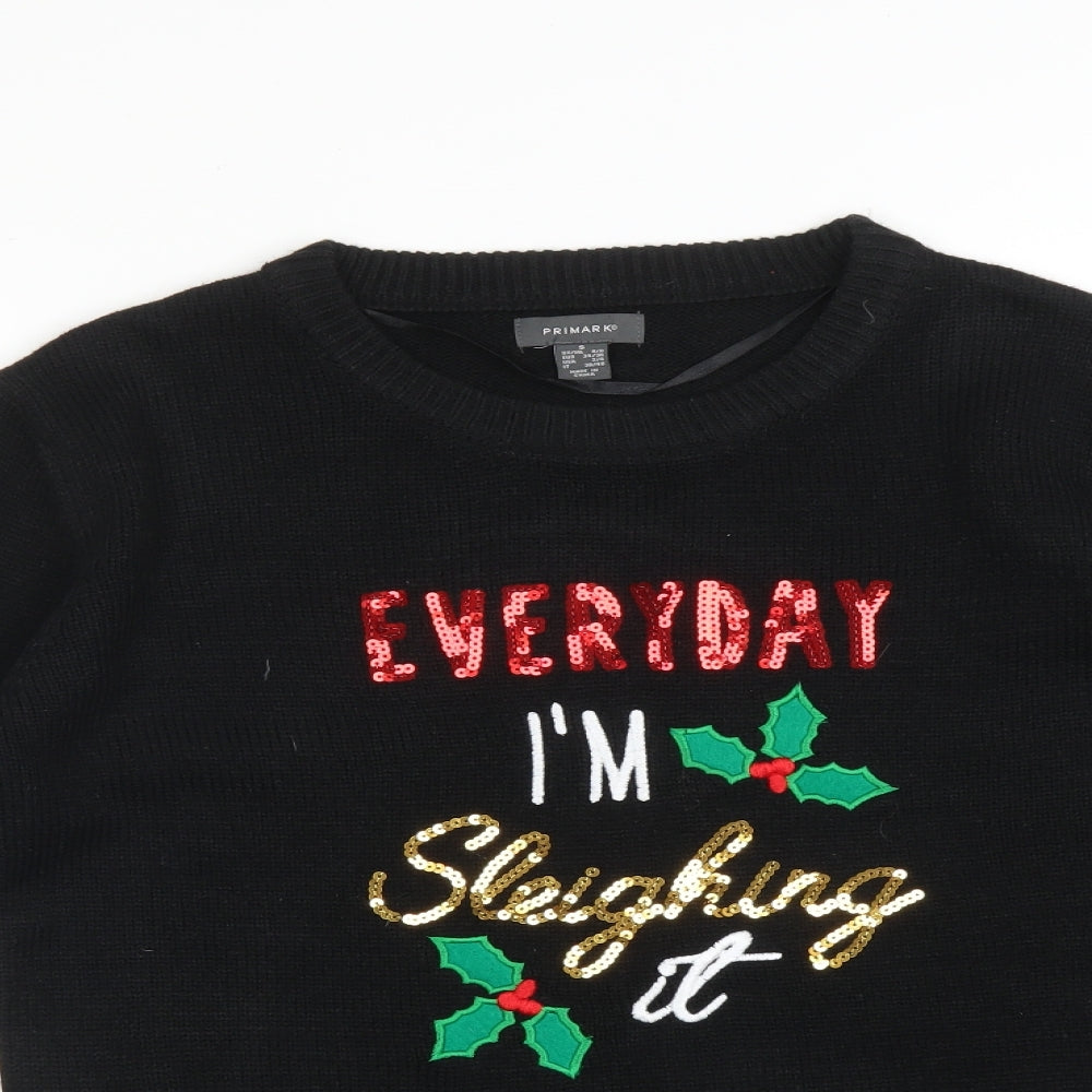 Primark Womens Black   Pullover Sweatshirt Size S  - CHRISTMAS EVERYDAY IN SLEIGHING IT
