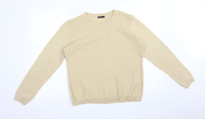 BM Womens Beige Argyle/Diamond  Pullover Sweatshirt Size M