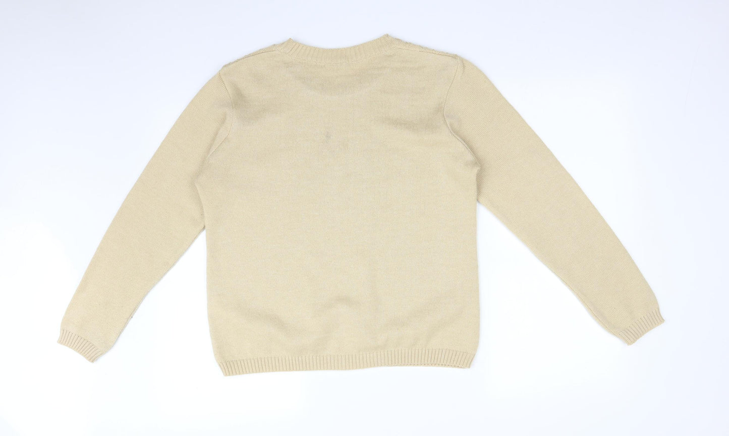 BM Womens Beige Argyle/Diamond  Pullover Sweatshirt Size M