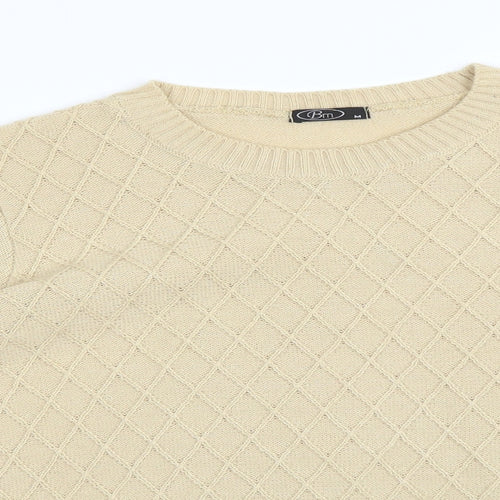 BM Womens Beige Argyle/Diamond  Pullover Sweatshirt Size M