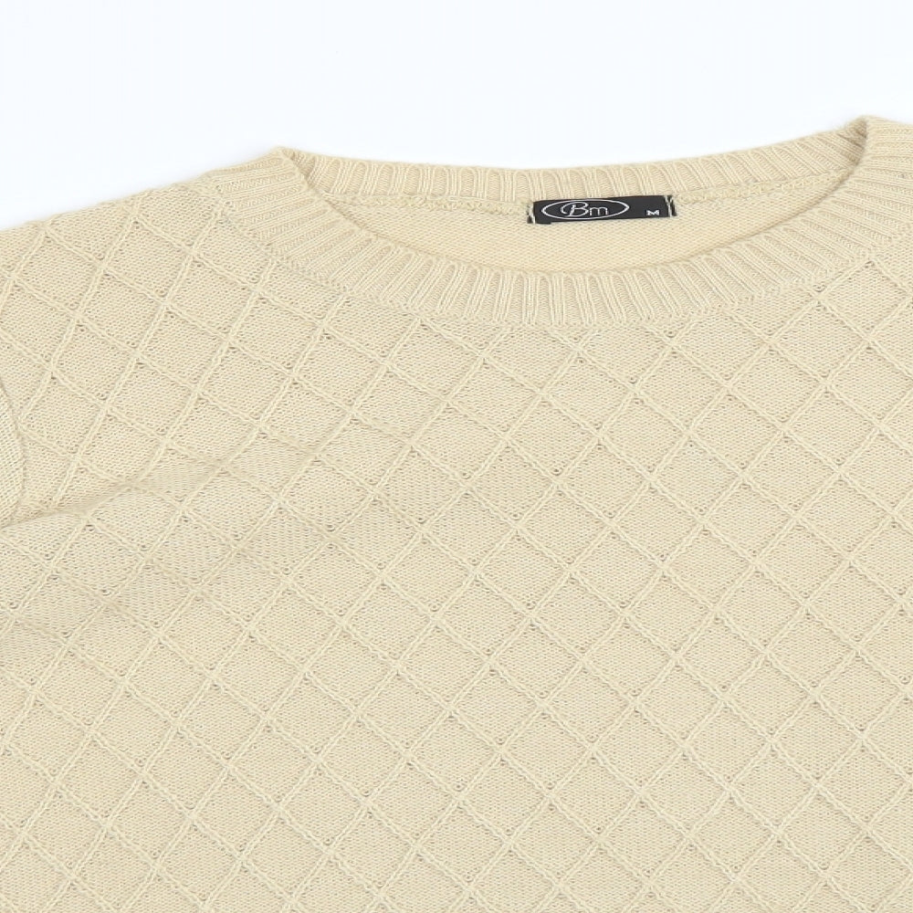 BM Womens Beige Argyle/Diamond  Pullover Sweatshirt Size M