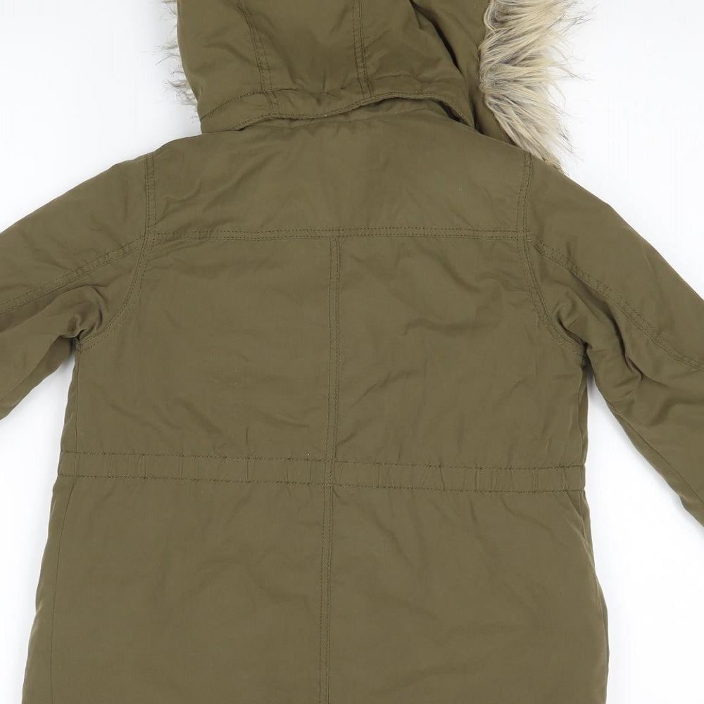 H&M Girls Green   Overcoat Coat Size 5-6 Years