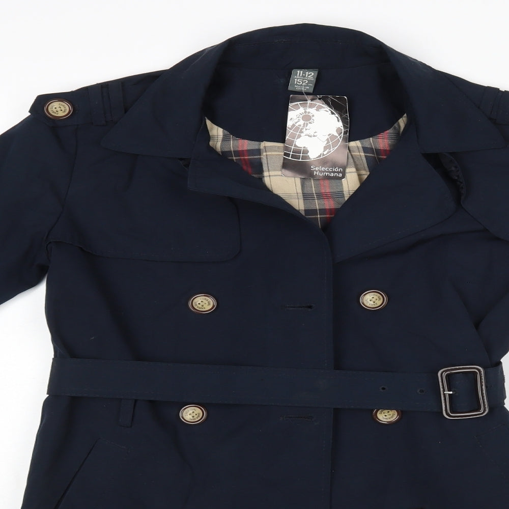 Zara Girls Blue   Overcoat Coat Size 11-12 Years