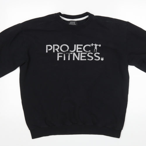 Anvil Mens Black   Pullover Jumper Size L  - PROJECT FITNESS