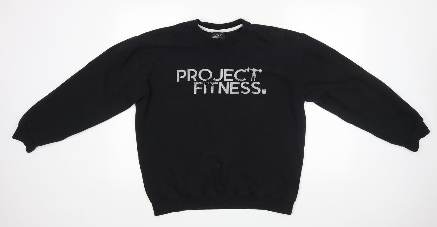 Anvil Mens Black   Pullover Jumper Size L  - PROJECT FITNESS