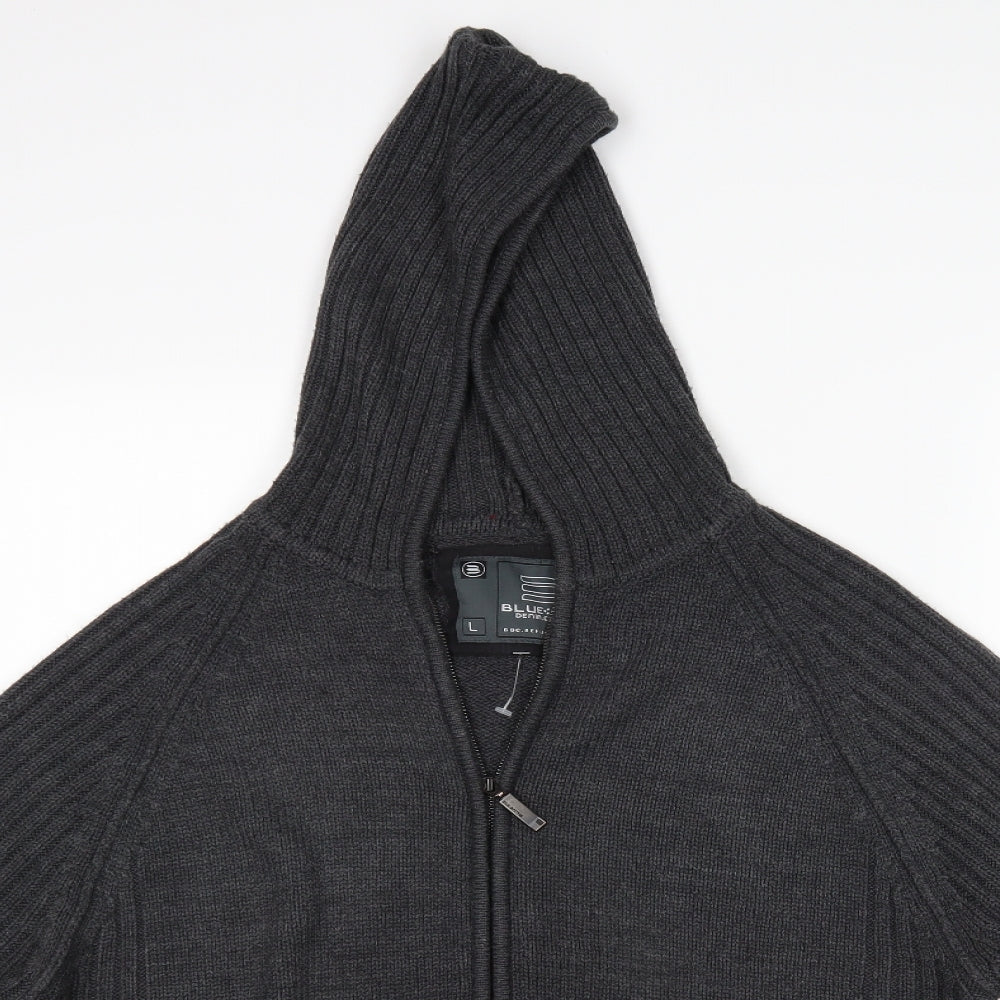 Blue Inc Mens Grey   Full Zip Sweatshirt Size L