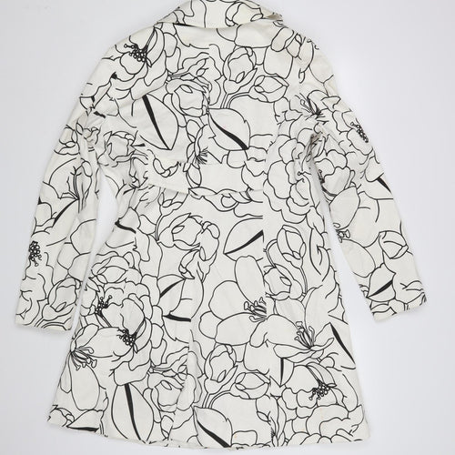 M&S Womens Ivory Floral  Overcoat Coat Size 14