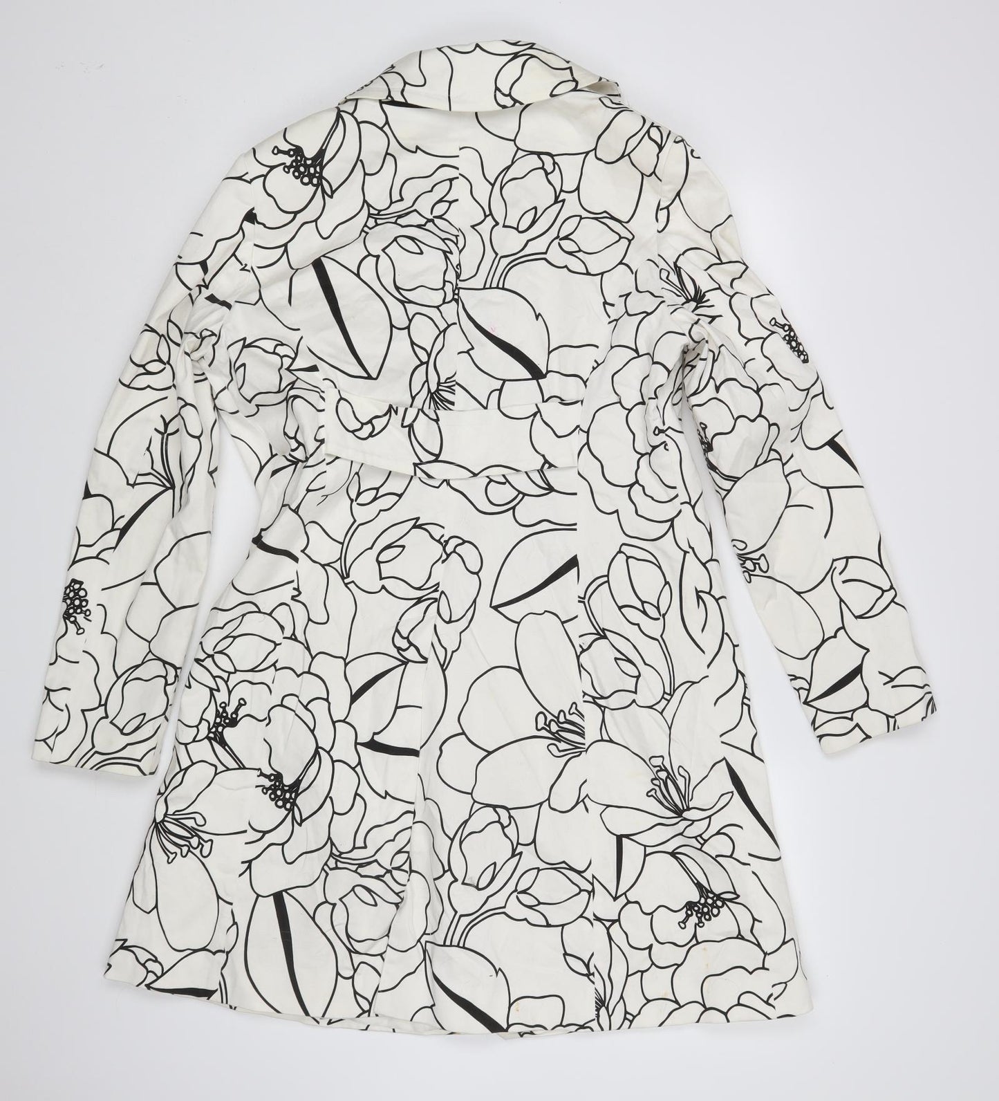 M&S Womens Ivory Floral  Overcoat Coat Size 14