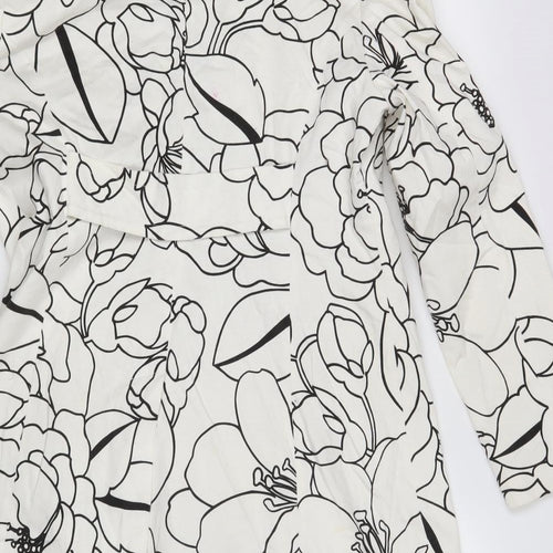 M&S Womens Ivory Floral  Overcoat Coat Size 14