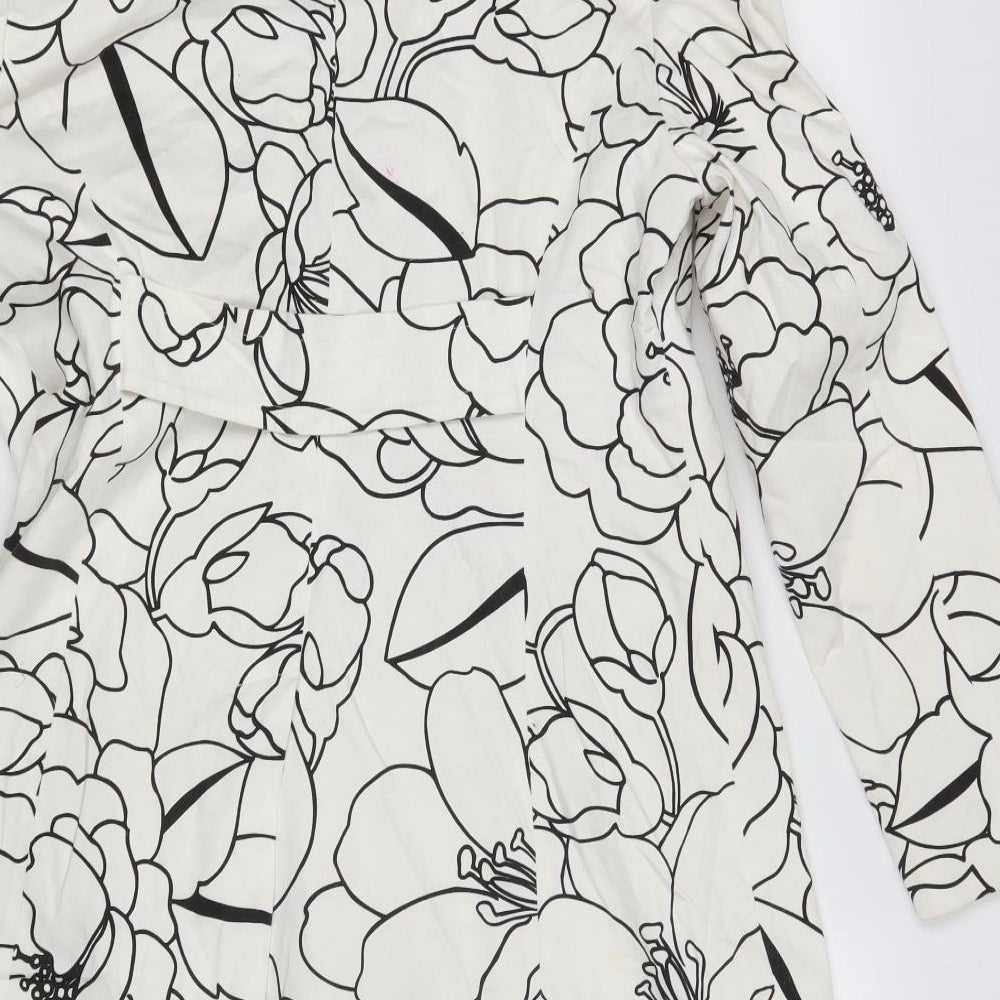 M&S Womens Ivory Floral  Overcoat Coat Size 14
