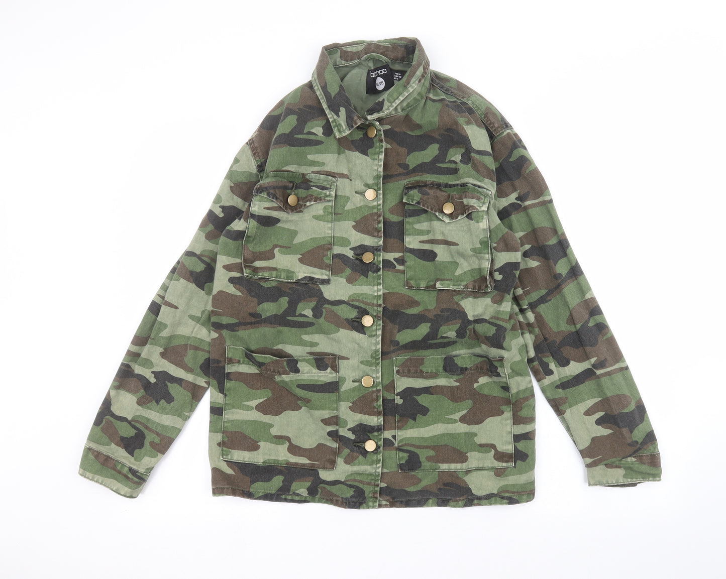 Boohoo Womens Green Camouflage  Jacket  Size 10