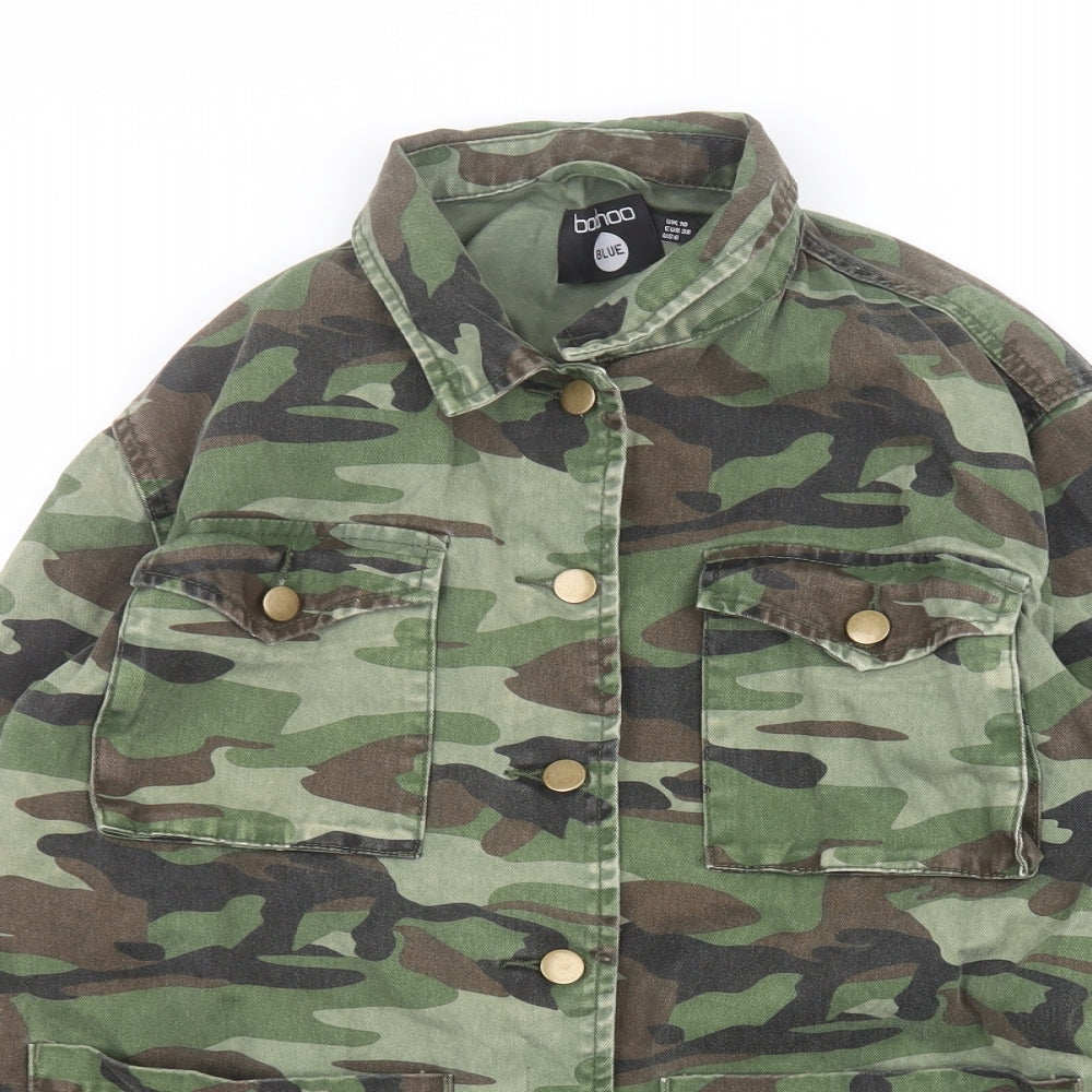 Boohoo Womens Green Camouflage  Jacket  Size 10