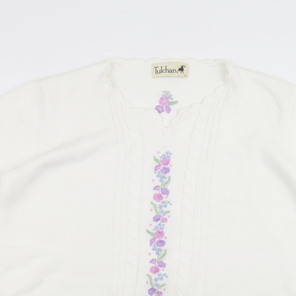 Tulchan Womens White   Pullover Jumper Size L