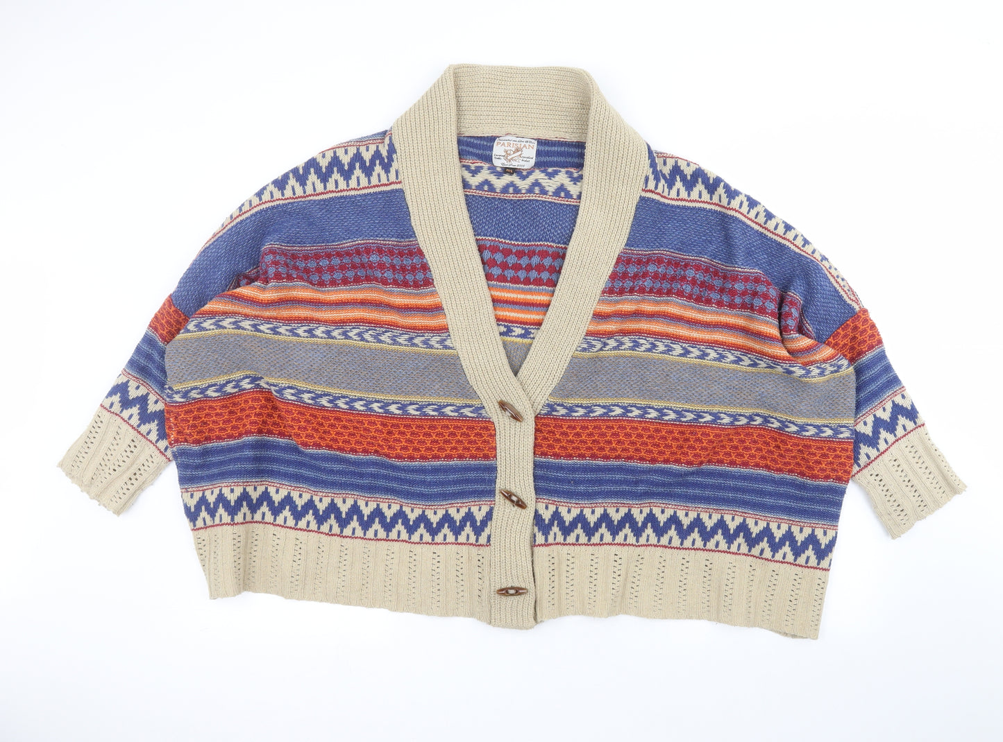 Parisian Womens Beige Striped  Jacket Coatigan Size M