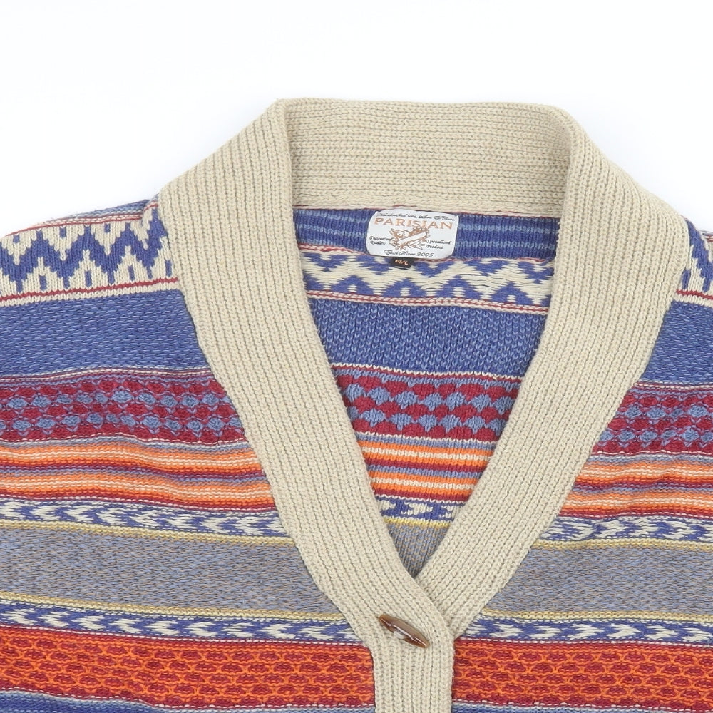 Parisian Womens Beige Striped  Jacket Coatigan Size M