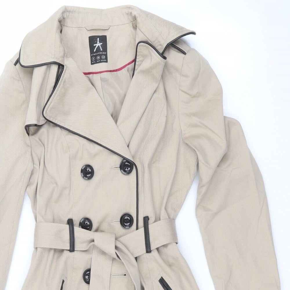 Atmosphere Womens Beige   Overcoat Coat Size 8