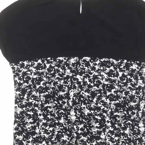 minuet Womens Black Floral  Basic T-Shirt Size 10