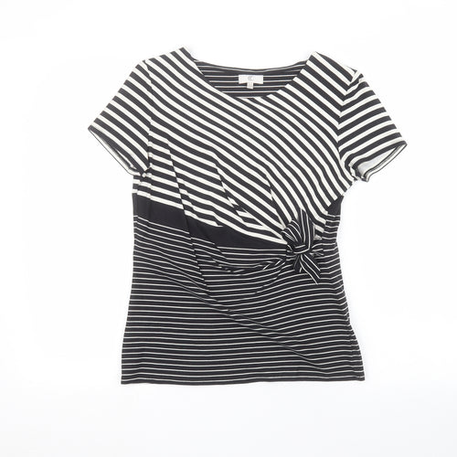 Country Club Womens Black Striped  Basic T-Shirt Size S