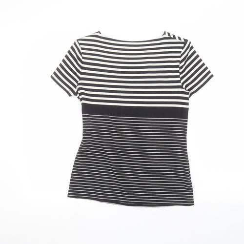 Country Club Womens Black Striped  Basic T-Shirt Size S