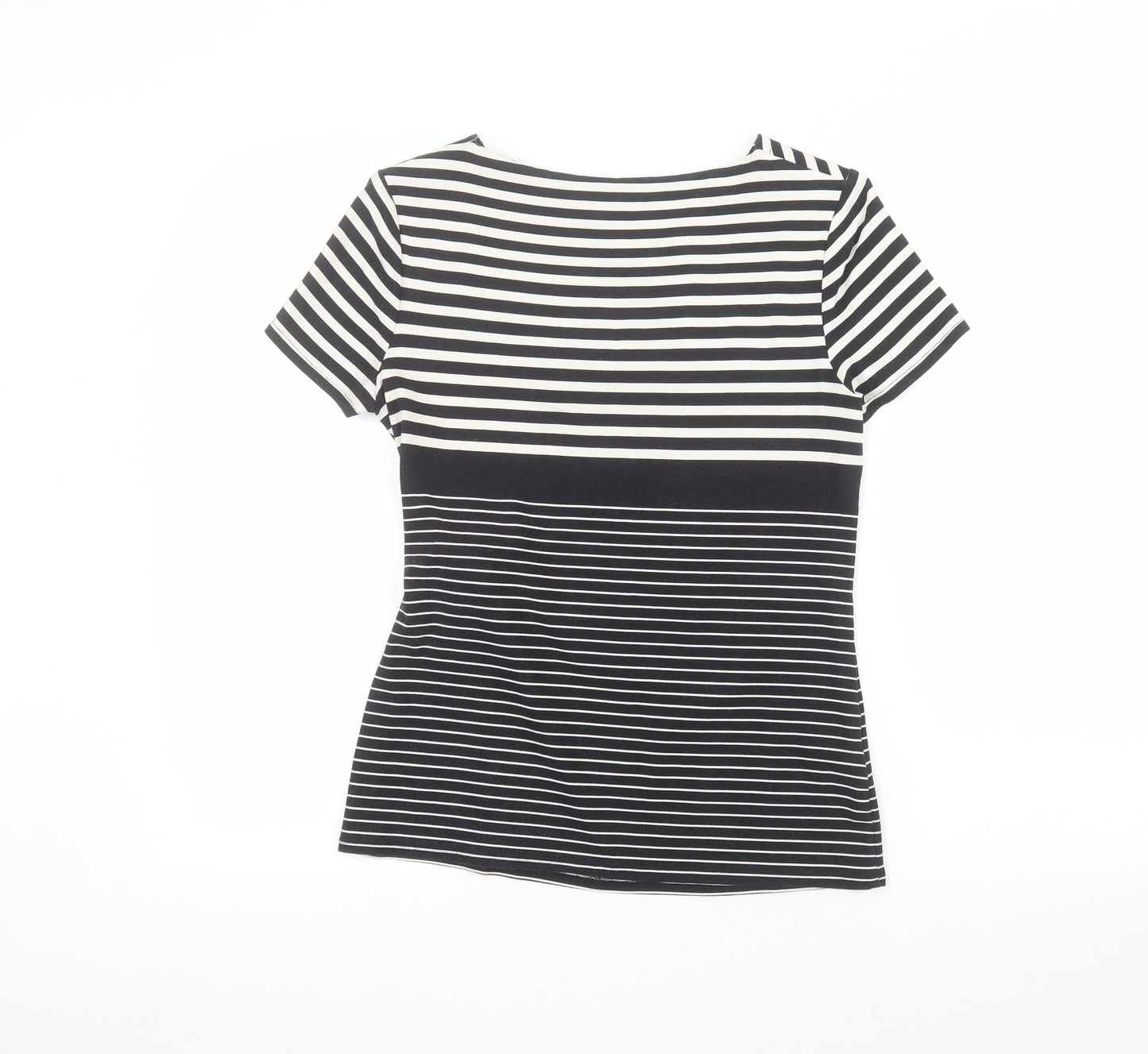 Country Club Womens Black Striped  Basic T-Shirt Size S
