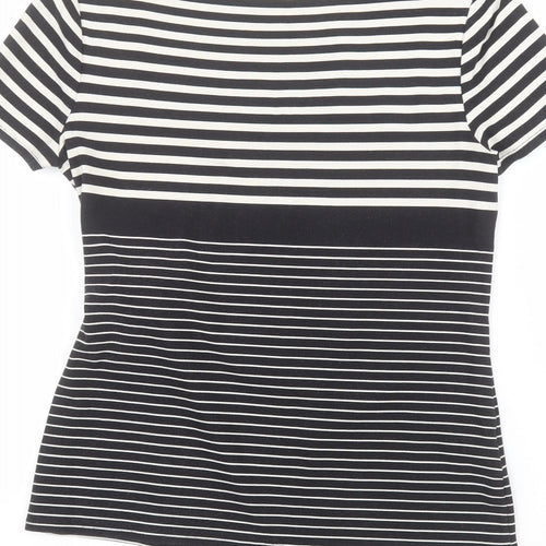 Country Club Womens Black Striped  Basic T-Shirt Size S