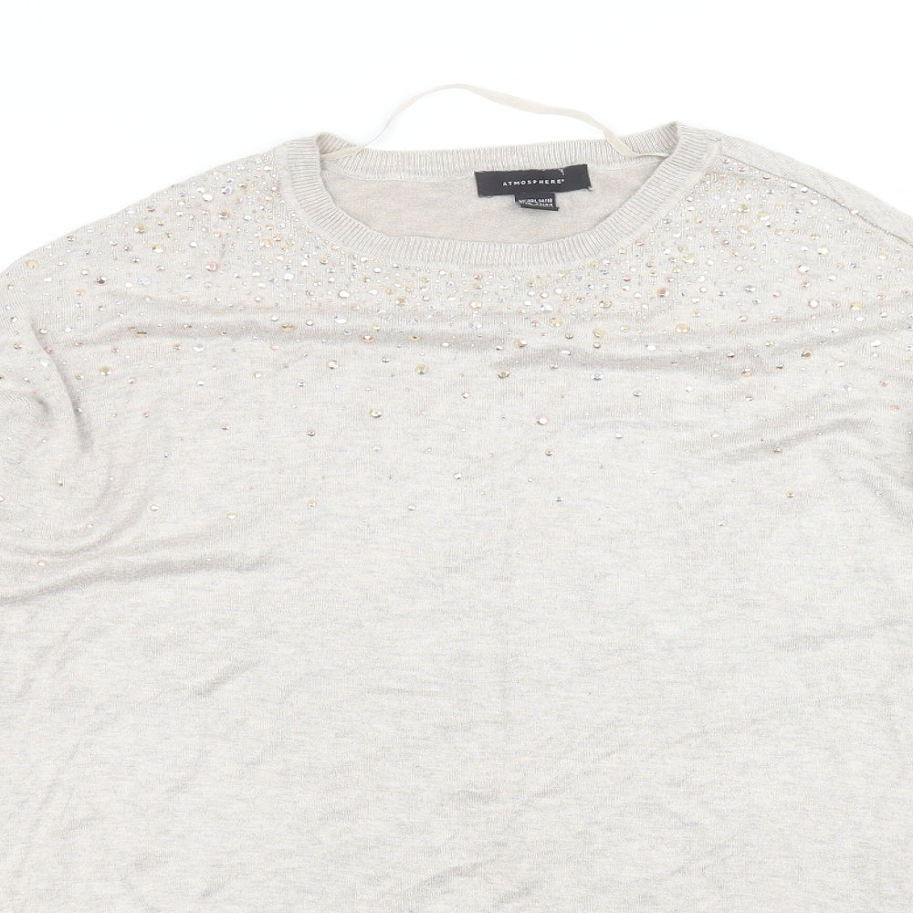Atmosphere Womens Beige   Basic T-Shirt Size 14