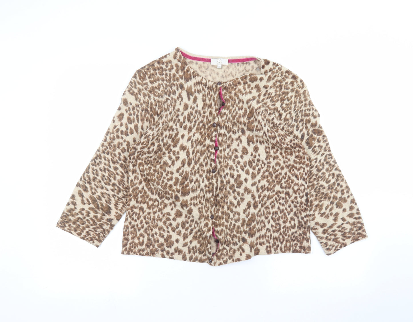 Country Club Womens Brown Animal Print  Cardigan Jumper Size XL