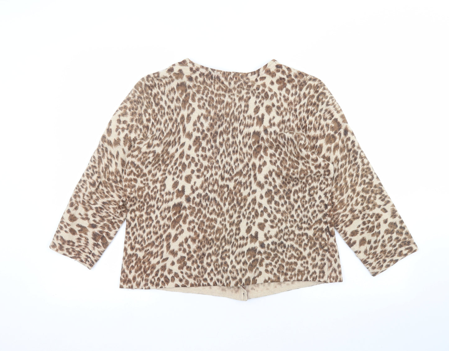 Country Club Womens Brown Animal Print  Cardigan Jumper Size XL