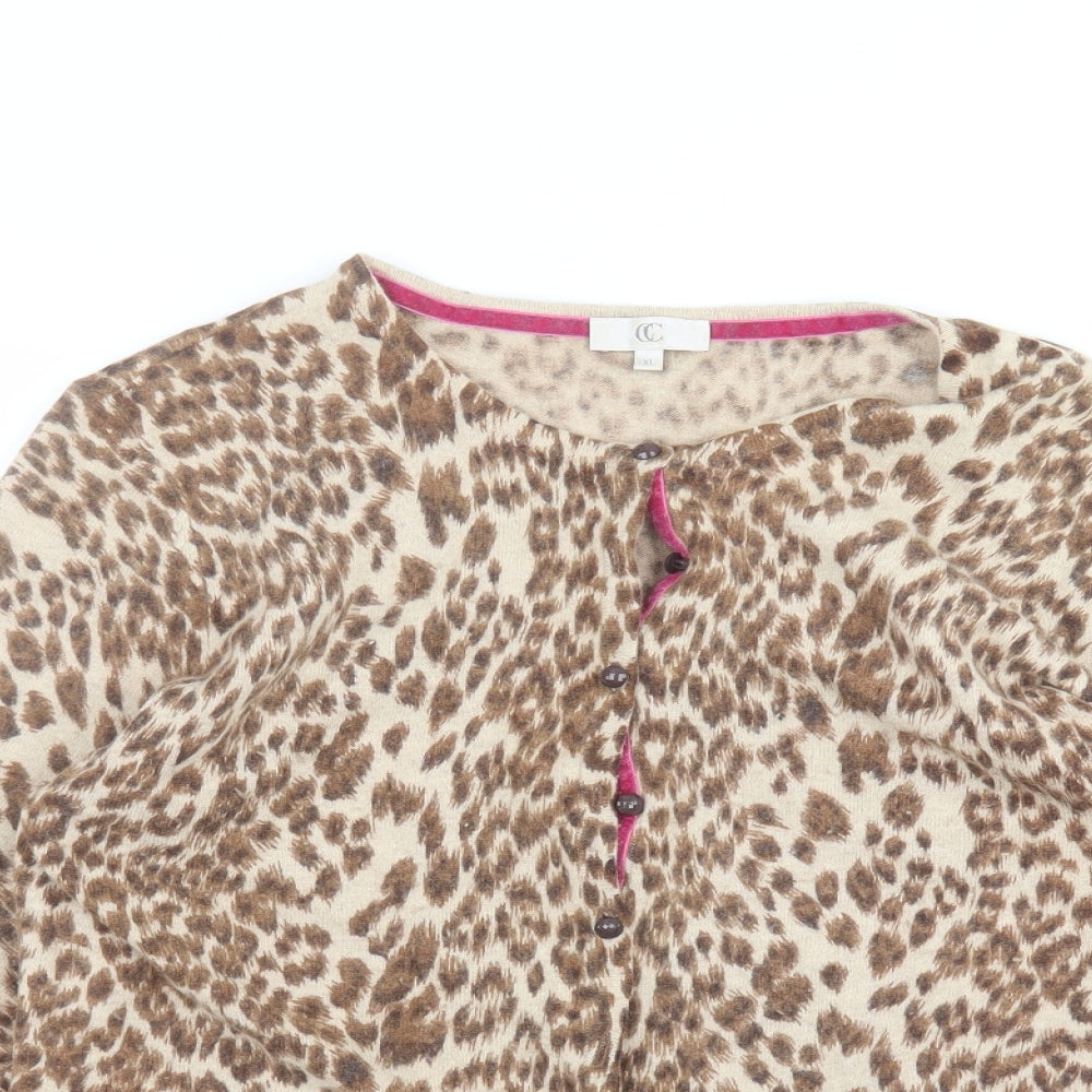 Country Club Womens Brown Animal Print  Cardigan Jumper Size XL
