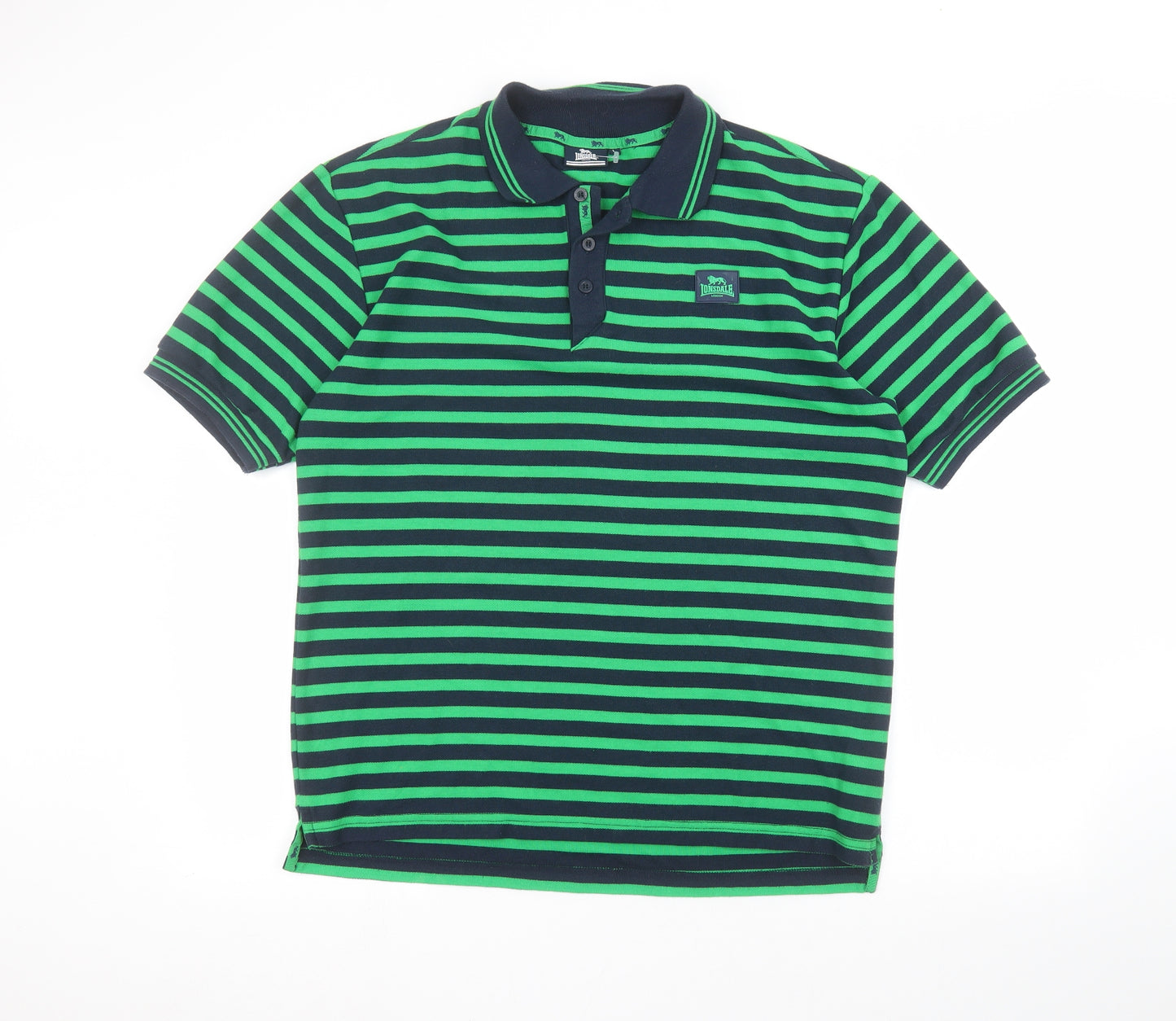 Lonsdale Mens Grey Striped   Polo Size L