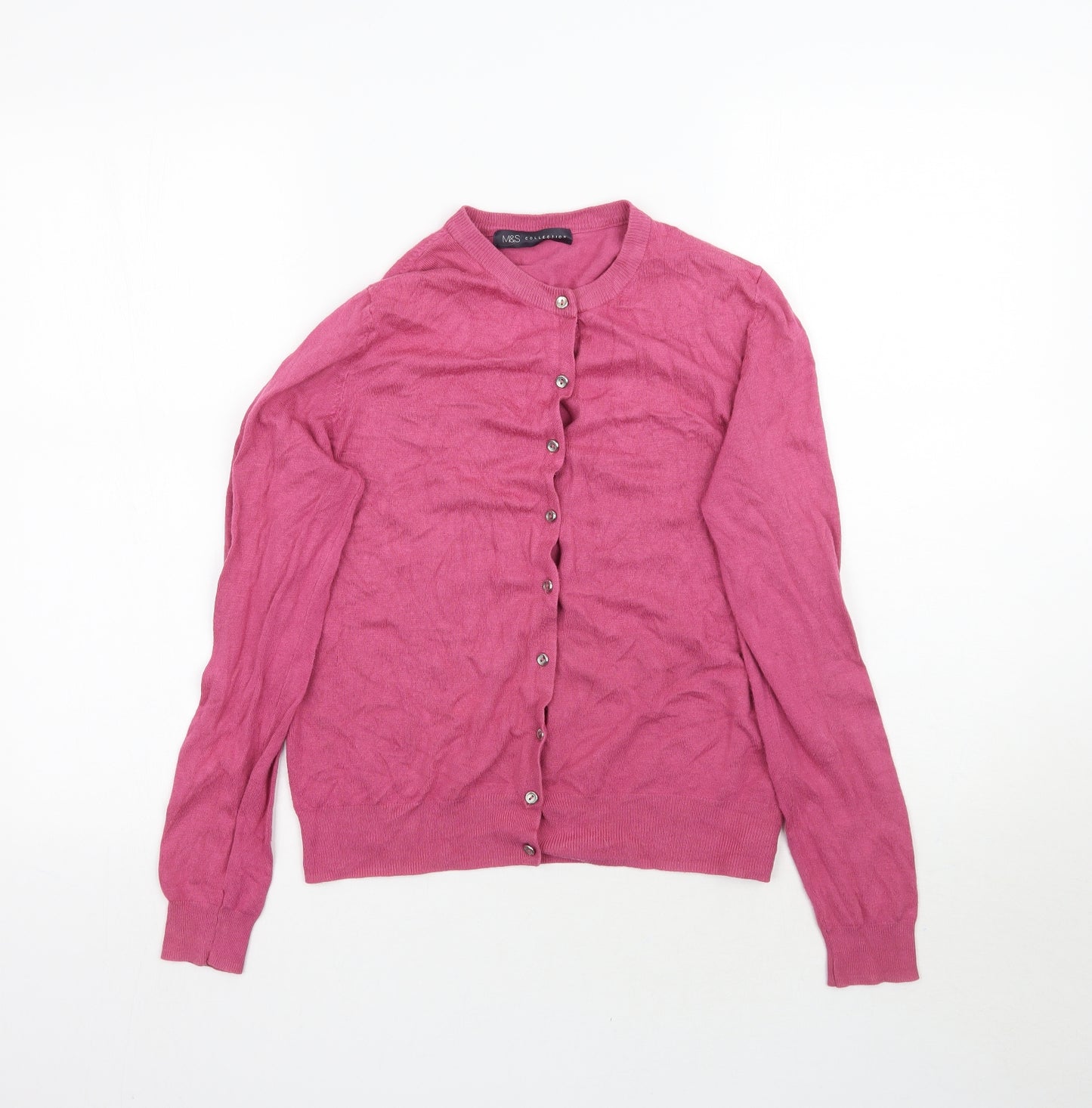 Marks and Spencer Womens Pink  Knit Cardigan Jumper Size 12